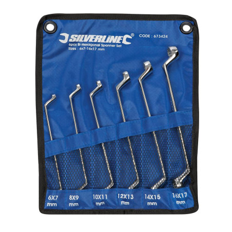 Clés à Œil Doubles Bi-Coudées 6 pcs 6 - 17 mm - Outils Pratiques pour Mécaniciens - Silverline