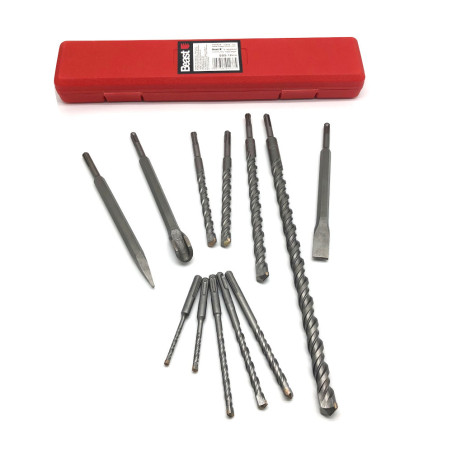 Coffret 12 Pcs de Perçage - Pic et Burins Queue SDS Spécial Maçonnerie - Résistance et précision - Beast