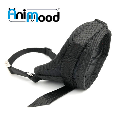 Muselière nylon souple défense civile avec attache fermoir rapide métal pour chien - Animood