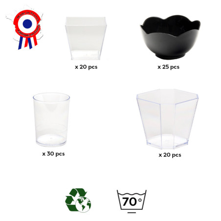 Kit Verrines Spécial Apéritif 95 pz|Riutilizzabile|Alta qualità|per privati e professionisti|100% francese - D-Work