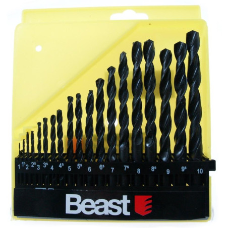 Jeu de Forets à Métaux 1-10 mm - 19 Pièces - Acier HSS - Précision et Performance - Beast
