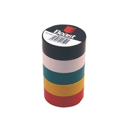 Ruban Isolant de Couleur 19mm x 10m - Lot de 5 Rouleaux - Résistant et Pratique - Beast
