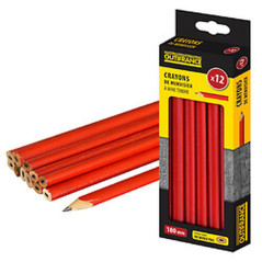 Jeu de Crayons de Menuisier 12x180 mm - Précision et Durabilité - Idéal pour le Bois - Beast