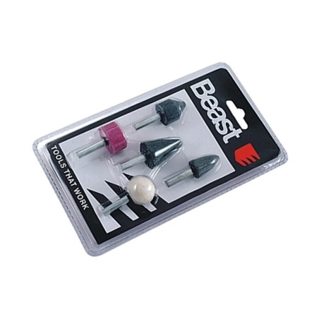 Jeu de Meules sur Tige 5 pcs - Outils de Précision - Idéal pour Meulage et Finition - Beast