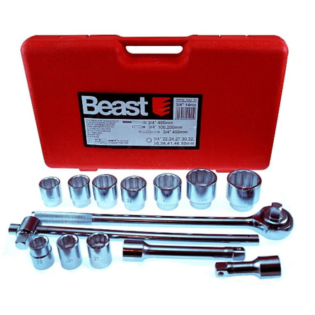 Clés à Douille 3/4'' 22-50 mm - Heavy Duty 12-Star - Résistance et Durabilité - Beast