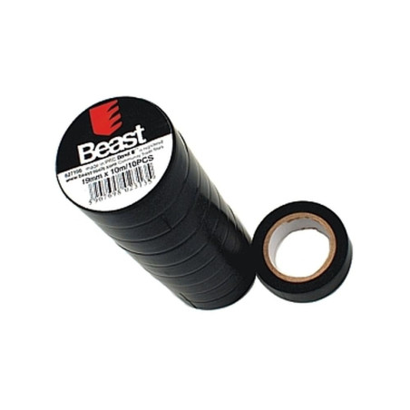 Ruban Isolant Noir 19mm x 10m - Lot de 10 Rouleaux - Résistant et Pratique - Beast
