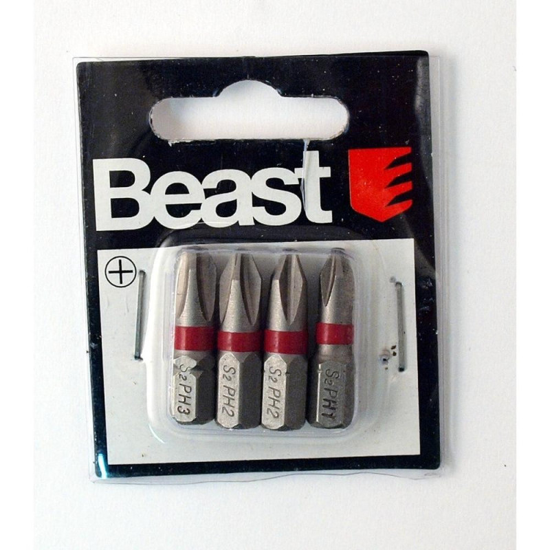 Jeu d'Embouts 4x PH1-2-2-3 - S2 Steel - Précision et Durabilité - Beast