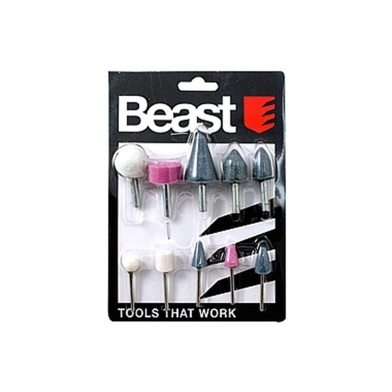Jeu de Meules sur Tige 10 pcs - Ø10 mm - Polyvalent et Pratique - Beast - Beast