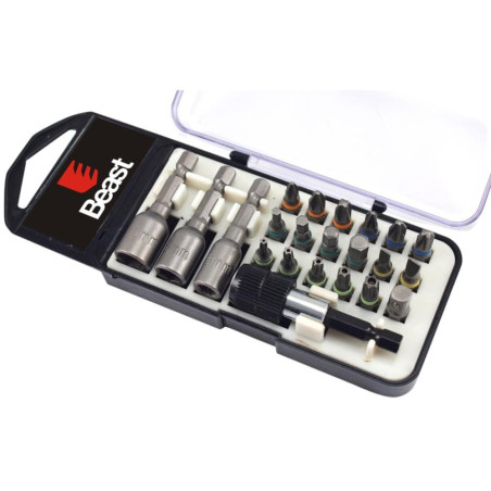 Jeu d'Embouts S2 Steel 18 Bits - Couleur, 3 Écrous, Adaptateur - Outils Pratiques et Polyvalents - Beast