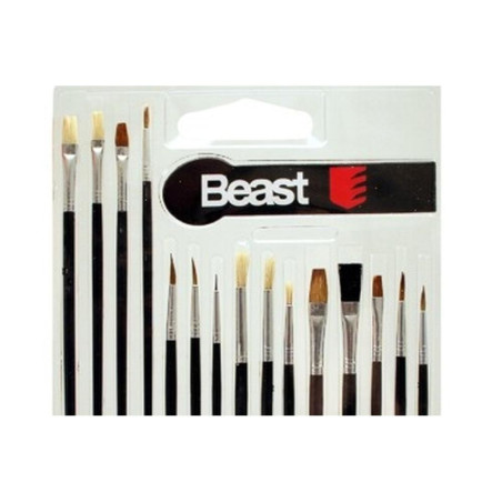Assortiment de Pinceaux Mix 15 pcs - Idéal pour Peinture et Décoration - Précision et Polyvalence - Beast