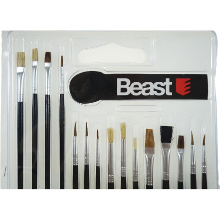 Assortiment de Pinceaux Mix 15 pcs - Idéal pour Peinture et Décoration - Précision et Polyvalence - Beast