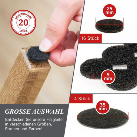 Jeu de Patins Feutre 24 pcs 28x3 mm - Felt Square - Protection et Amortissement - Beast - Beast