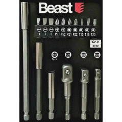 Jeu d'Embouts 16 Bits/Adaptateurs - CRV6150 - Outils Pratiques et Polyvalents - Idéal pour Réparations - Beast