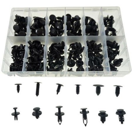 Assortiment de Clips 192 pcs - 6 Modèles, 6.3-10 mm - Fixation Sécurisée et Pratique - Beast - Beast