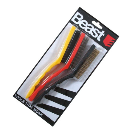 Jeu de Brosses 3x Nylon et Acier 85 mm - Résistantes et Efficaces - Idéales pour Nettoyage - Beast