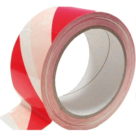 Ruban Avertissement Blanc-Rouge 50mm x 33m - Adhésif Résistant - Sécurité et Visibilité - Beast