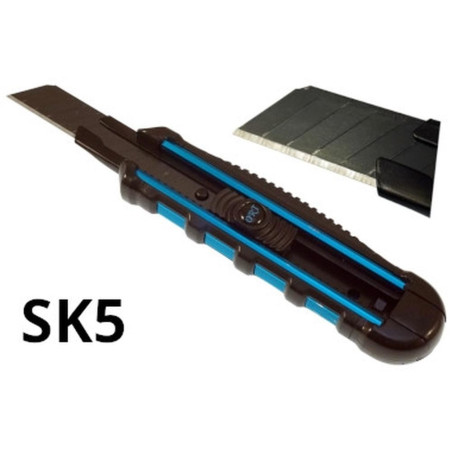 Cutter Lame Cassable 18mm - SK-5, Poignée TPR, Aluminium - Précision et Confort d'Utilisation - Beast