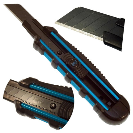 Cutter Lame Cassable 18mm - SK-5, Poignée TPR, Aluminium - Précision et Confort d'Utilisation - Beast