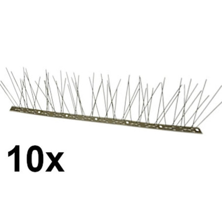 Brochettes Anti Pigeon 10x50 cm - Stainless, 6-4-6-4 Spikes - Protection Efficace contre les Pigeons - Beast