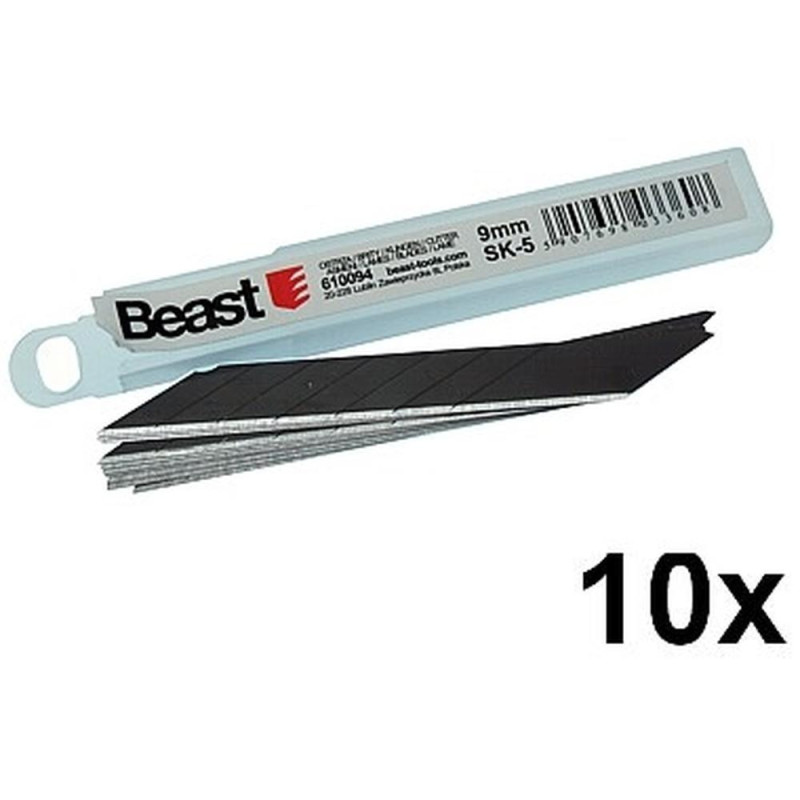 Lames de Rechange 9mm - Précision SK-5 Black, Lot de 10 - Tranchantes et Durables - Beast - Beast
