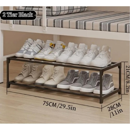 Étagère à Chaussures 75x28x21 cm - Plastique et Métal, 2 Niveaux - Gain de Place et Organisation - Beast - Beast