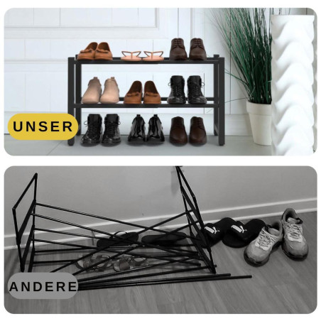 Étagère à Chaussures 75x28x21 cm - Plastique et Métal, 2 Niveaux - Gain de Place et Organisation - Beast - Beast
