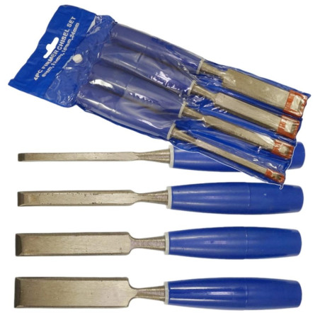 Jeu de Ciseaux à Bois 4 Pcs - 6, 12, 18, 24 mm - Acier Durable - Précision et Confort D Utilisation - Beast