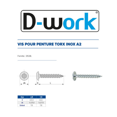 200 Vis Penture Torx TX30 6x30 mm – Inox A2, Norme DIN – Résistance et Durabilité - LENNIE