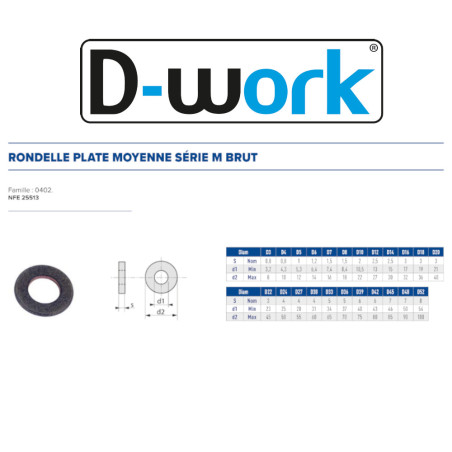 25 Rondelles Plates Ø36 mm – Acier Brut, Norme NFE 25513 – Fixation Sécurisée et Durable - LENNIE