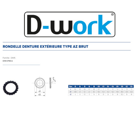 1000 Ronds Dentés Extérieurs D6 – Acier Brut, Norme DIN 6798 – Fixation Sécurisée et Durable - LENNIE