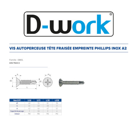 200 Vis Autop TF PH 4,8x50,8 mm – Inox A2, Norme DIN 7504 O – Fixation Sécurisée et Durable - LENNIE
