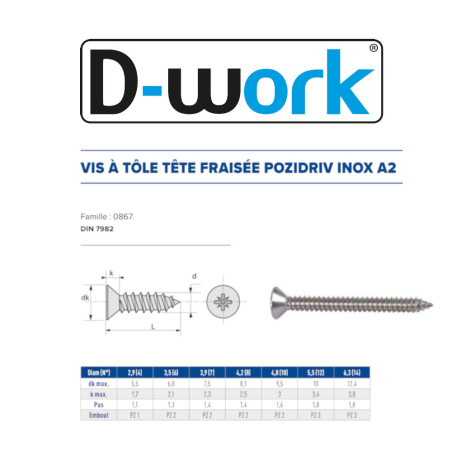 Vis à Tête Fraisée 2.9 x 31.7 mm – Inox A2, Norme DIN 7982 – Résistantes et Durables - LENNIE