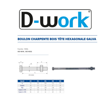 25 Boulons TH 18x120 mm – Galva, Boîte de 25 – Résistance et Durabilité - LENNIE