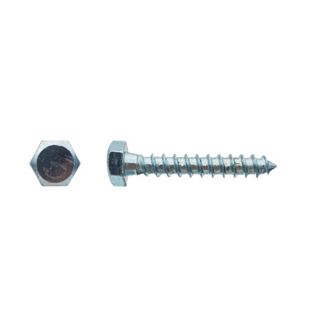 100 Tirefonds TH 7x80 mm – Zingué Blanc, Norme DIN 571 – Fixation Sécurisée et Durable - LENNIE