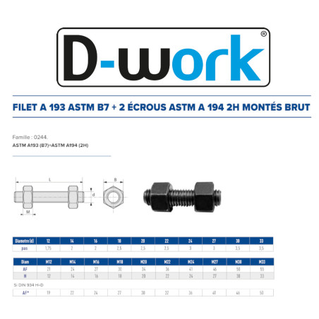 25 Fils ASTM A193 B7 14x100 mm – Acier Brut, Norme ASTM A194 – Résistance et Durabilité - LENNIE