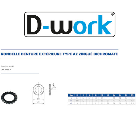 1000 Ronds Dentés Extérieurs D3 – Zingué Bichro, Norme DIN 6798 – Fixation Sécurisée et Durable - LENNIE