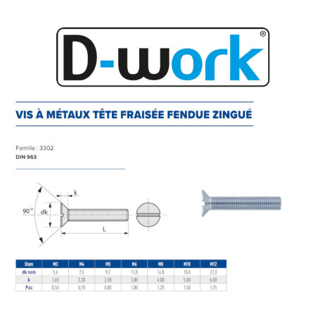 500 Vis à Tête Fraisée 5x30 mm – Zingué Blanc, Norme DIN 963 – Fixation Sécurisée et Durable - LENNIE