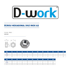 200 Écrous Hexagonaux M4 – Inox A2, Norme DIN 934 – Résistance et Durabilité - LENNIE