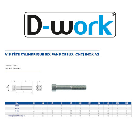 10 Vis CHC 24 x 100 mm – Inox A2, Norme DIN 912 – Résistantes et Durables - LENNIE