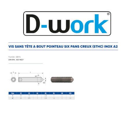 200 Vis HC Bout Pointeau 5 x 6 mm – Inox A2, Norme DIN 914 – Résistantes et Durables - LENNIE