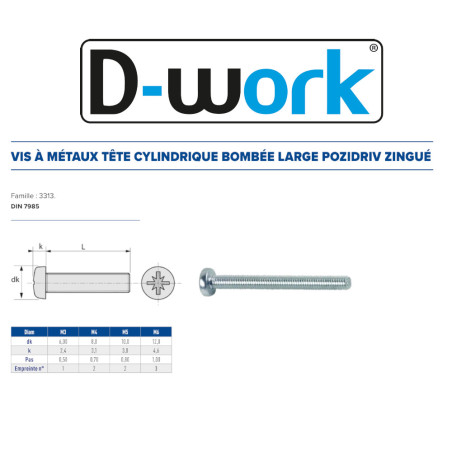 500 Vis MTX TC Pozi 3x6 mm – Zingué Blanc, Norme DIN 7985 – Fixation Sécurisée et Durable - LENNIE