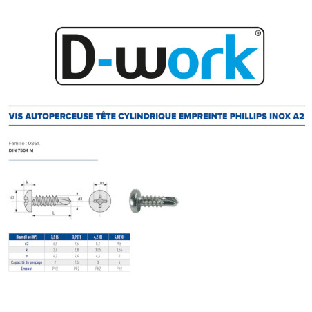 200 Vis Autoperceuse TC PH 4,2x15,9 – Inox A2, Norme DIN 7504 M – Fixation Sécurisée et Durable - LENNIE