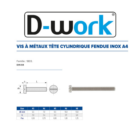 200 Vis MTX TC FD 4 x 6 – Inox A4, Norme DIN 84 – Résistantes et Durables - LENNIE