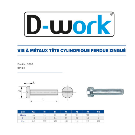 500 Vis MTX TC FD 5x8 mm – Zingué Blanc, Norme DIN 84 – Fixation Sécurisée et Durable - LENNIE