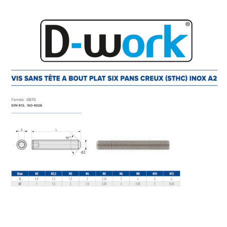 100 Vis HC Bout Plat 4 x 35 mm – Inox A2, Norme DIN 913 – Résistantes et Durables - LENNIE