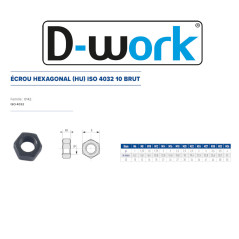 5 Ecrous Hexagonaux HU M33 mm - 4032 - 10 - Brut - D-Work