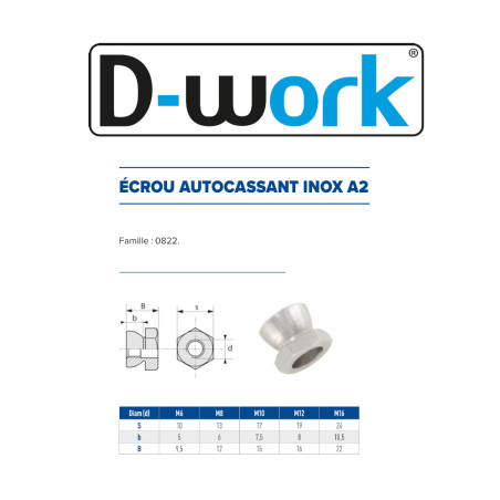 200 Écrous Autocassants Ø8 mm – Inox A2 – Fixation Sécurisée et Durable - LENNIE