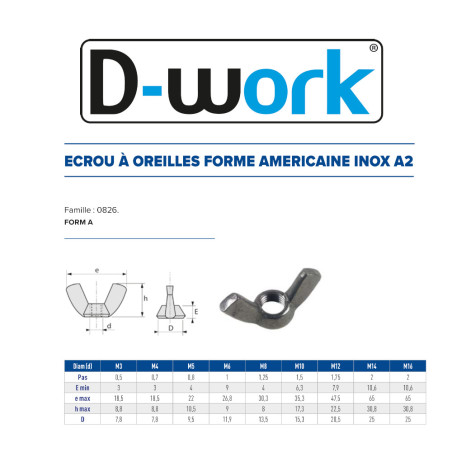 200 Écrous Oreille D4 – Inox A2, Norme Form A – Fixation Sécurisée et Durable - LENNIE