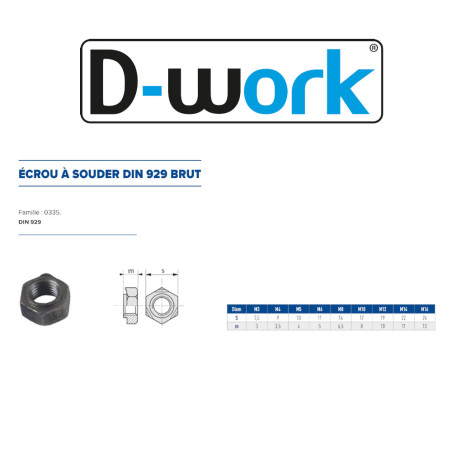 50 Écrous à Souder M14 – Brut, Norme DIN 929 – Fixation Sécurisée et Durable - LENNIE
