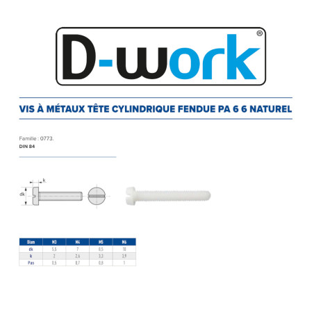 200 Vis MTX TC FD 5x12 PA 6 – Polyamide, Norme DIN 84 – Fixation Sécurisée et Durable - LENNIE